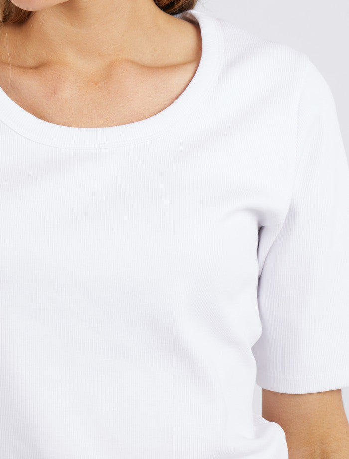 Rib Scoop Tee | White