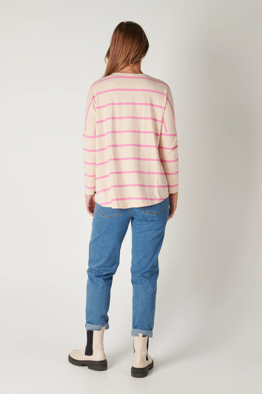 Relax Fit Tee | Pink Stripe