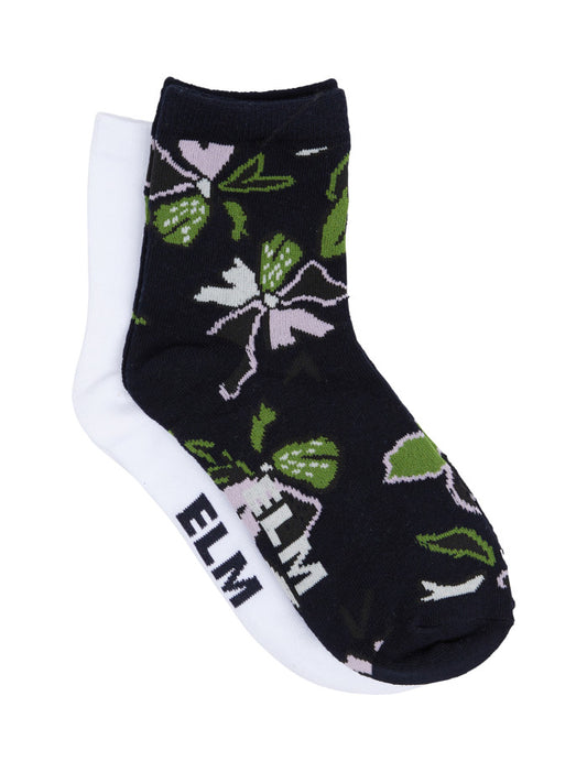 Ankle Sock 2 Pack - Idyll | Navy Floral and White