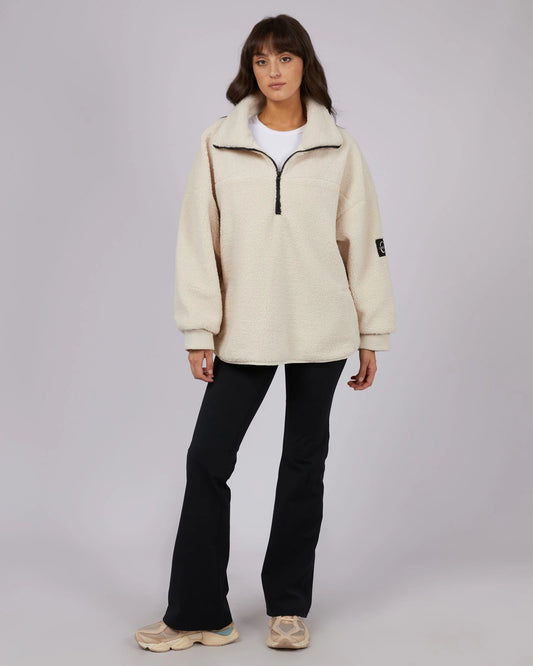 Amara Quarter Zip Teddy | Vintage White