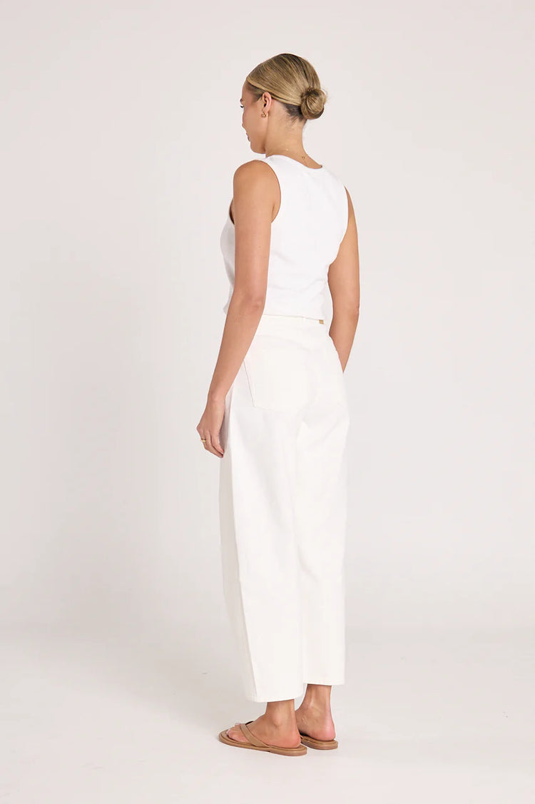 Lola Cropped Barrel Jean | White