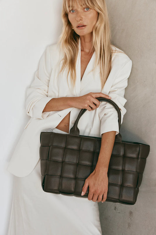 Margot XL Dark Chocolate Woven Tote