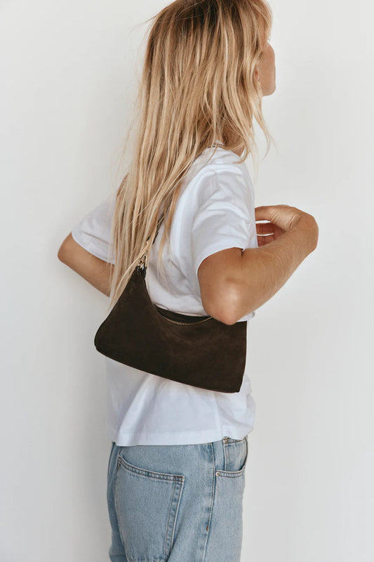 Ashley | Dark Chocolate Suede Crossbody Bag