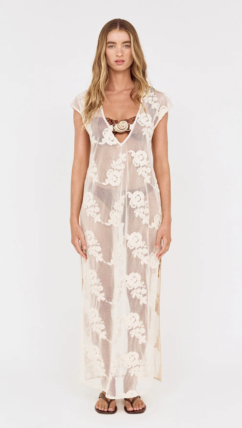 Zephyra Embroidered Net Maxi Dress