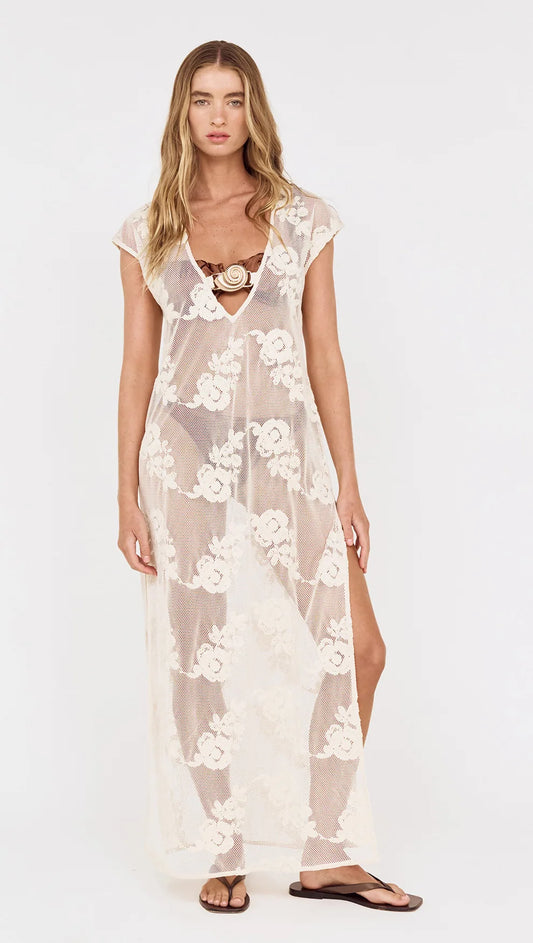 Zephyra Embroidered Net Maxi Dress