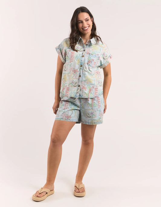 Jade Printed Denim Shirt