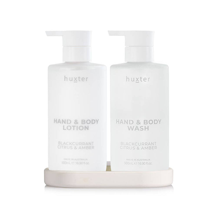 Limited Edition Wash and Lotion Gift Set - Includes 500ml Wash & Lotion + White Silicone Tray (Blackcurrant, Citrus & Amber)
