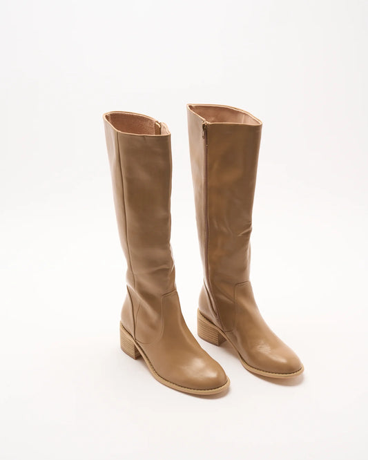 Malia Fawn Leather Knee High Boot