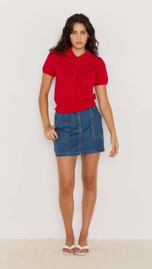 Lila Pointelle Knit Tee