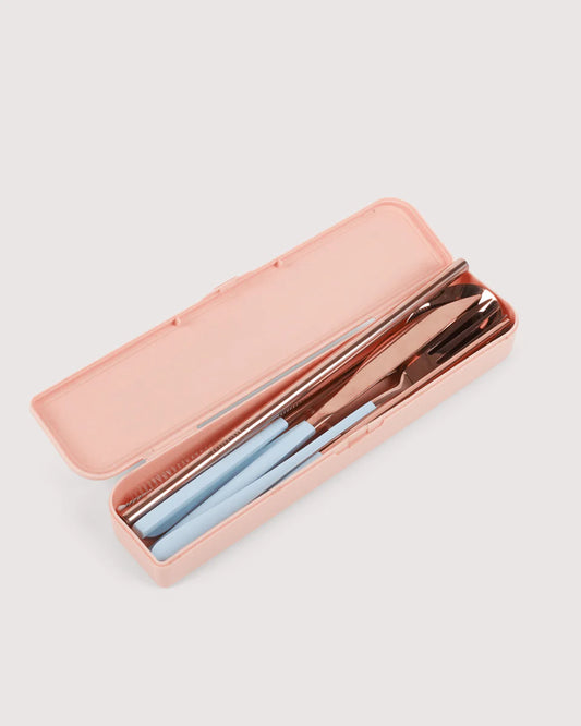 Take Me Away Cutlery Kit | Rose Gold & Powder Blue