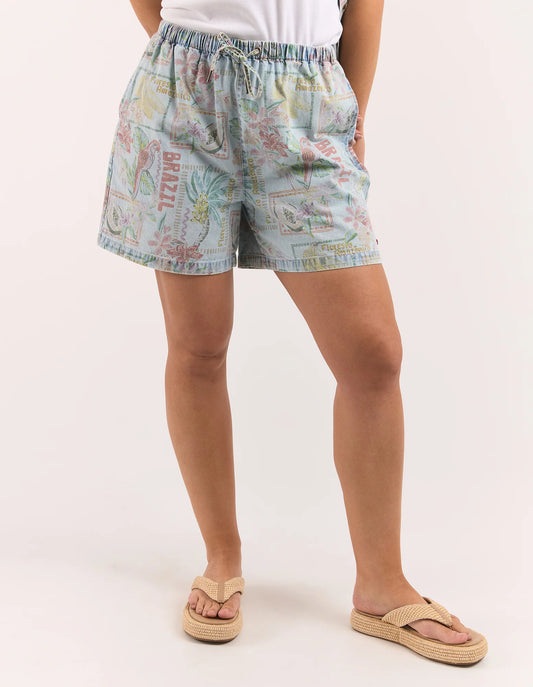 Jade Printed Denim Shorts