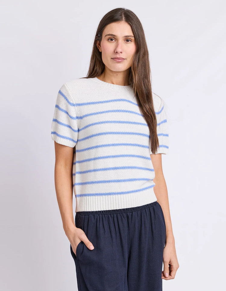 Blair Short Sleeve Knit | Blue Stripe