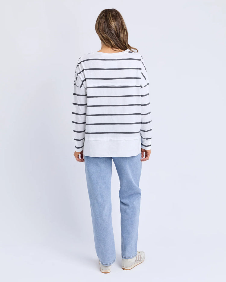 Jayne Stripe Throw On Top | Charcoal Stripe