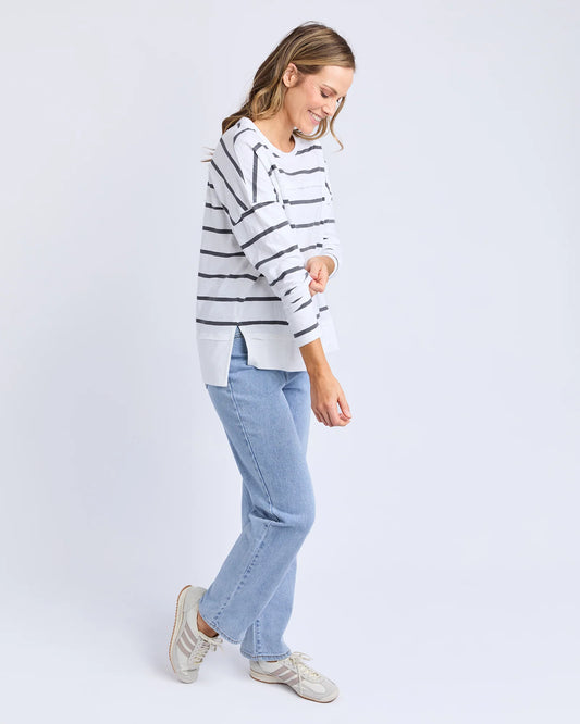 Jayne Stripe Throw On Top | Charcoal Stripe