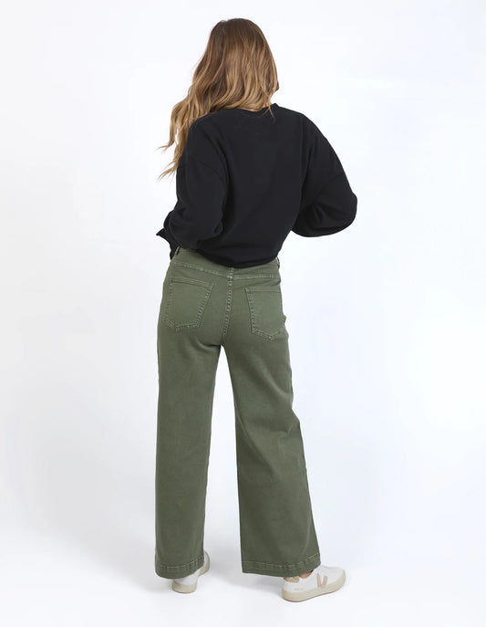 Sarah Wide Leg Jean | Washed Green
