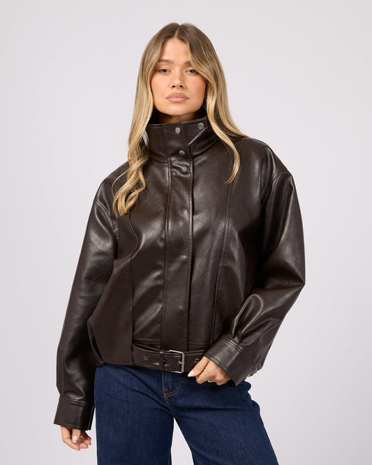 Jaynee Funnel Neck Jacket | Chocolate