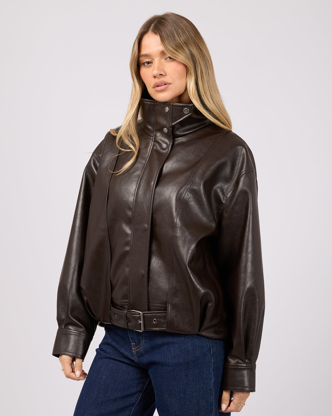 Jaynee Funnel Neck Jacket | Chocolate