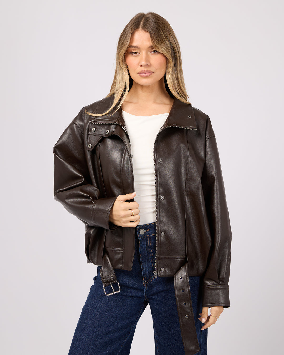 Jaynee Funnel Neck Jacket | Chocolate