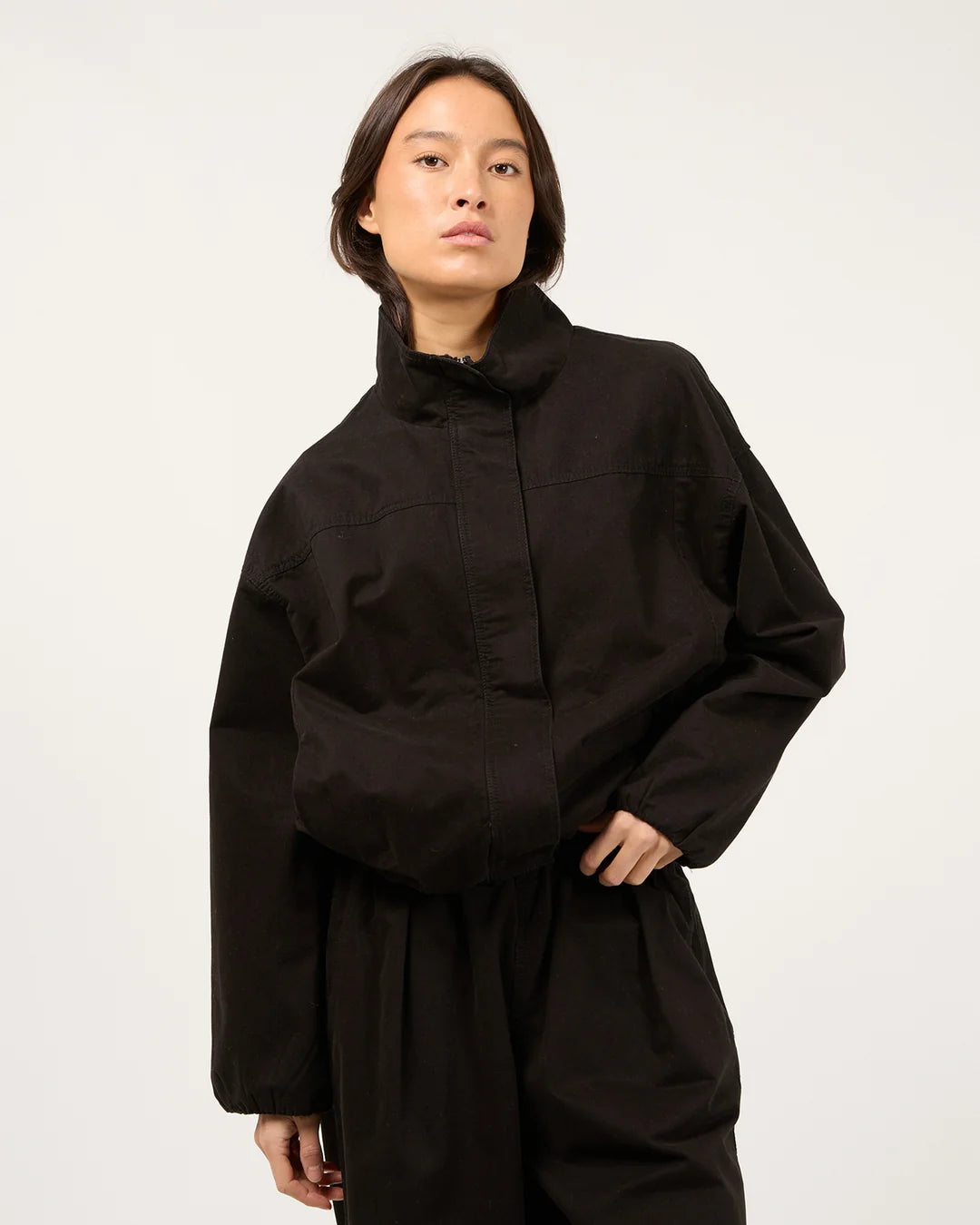 Margo Funnel Neck Jacket | Choc