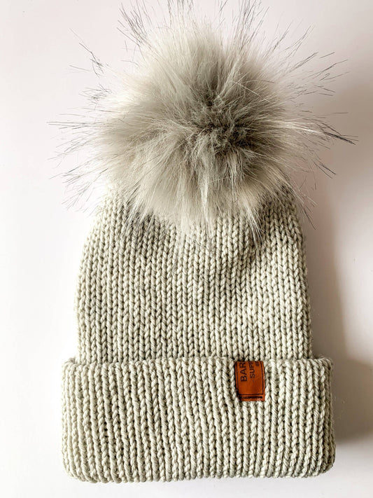 Double Knit Pom Pom Beanie - Wool Blend