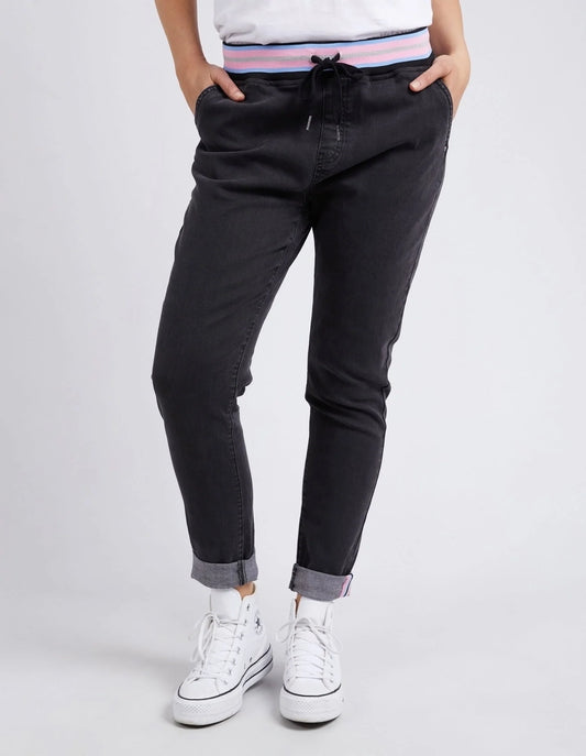 Melody Denim Jogger| Washed Black