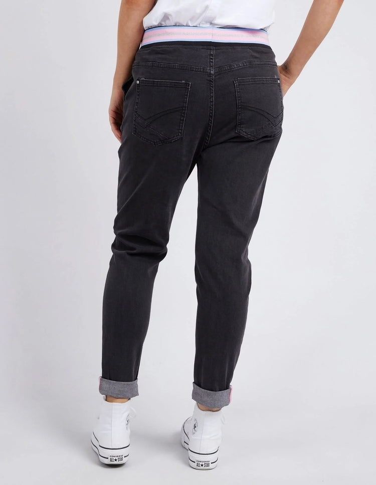 Melody Denim Jogger| Washed Black