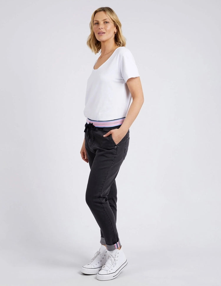 Melody Denim Jogger| Washed Black