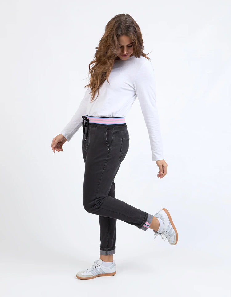 Melody Denim Jogger| Washed Black