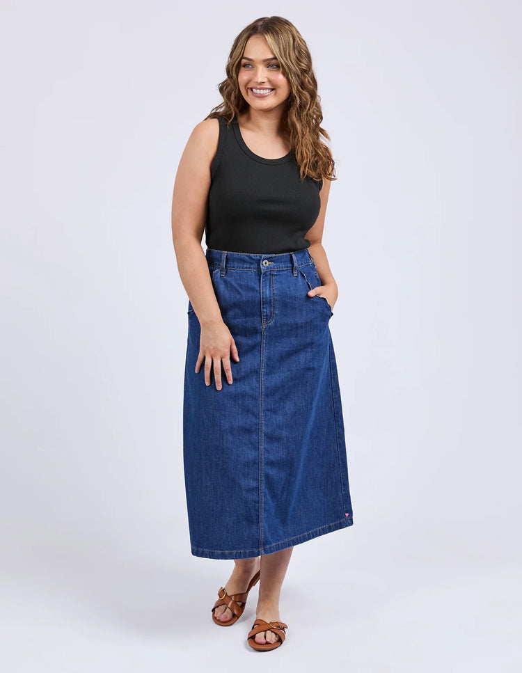 Scallop Edge Denim Skirt