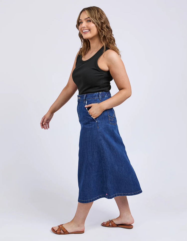 Scallop Edge Denim Skirt