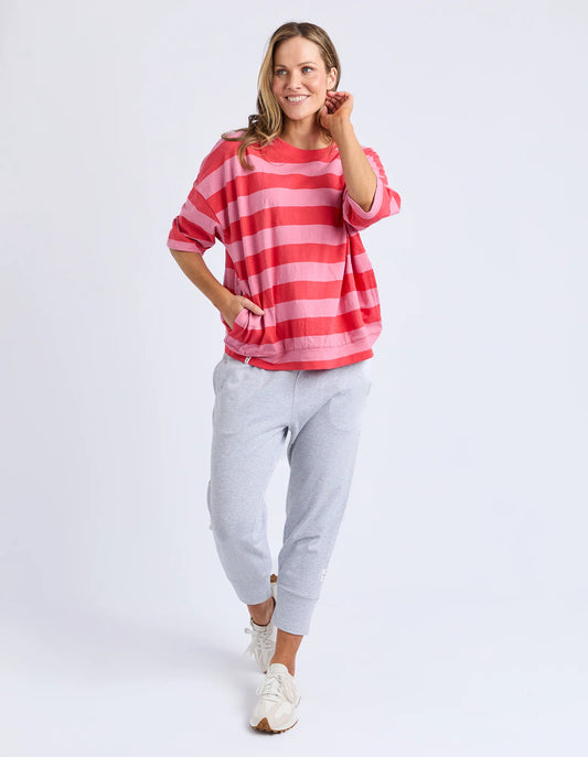Mazie Block Stripe Sweat | Cayenne