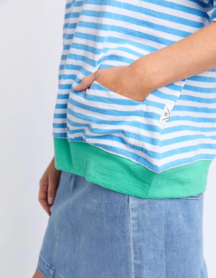 Mazie Stripe Ringer Sweat Azure Blue