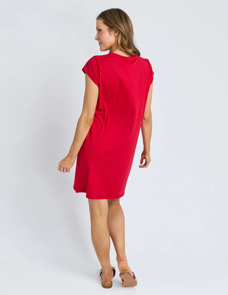 Signature Embroidery Tee Dress | Crimson