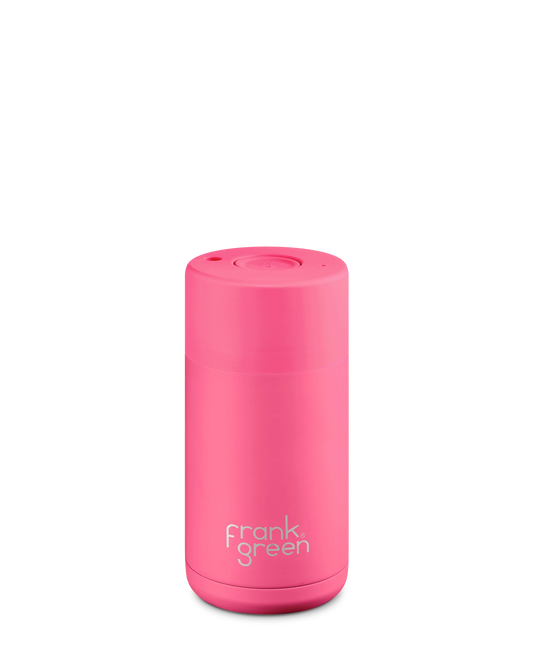 Ceramic Reusable Cup 12oz | Neon Pink