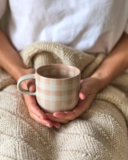 Soft Terracotta Check Mug / Cat's Pyjamas