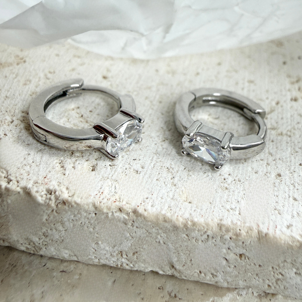 District Silver Huggie Earrings