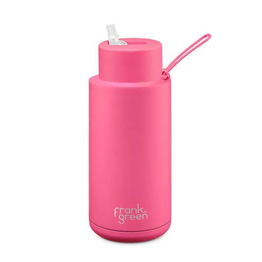 Neon Ceramic Reusable Bottle 34oz | Neon Pink