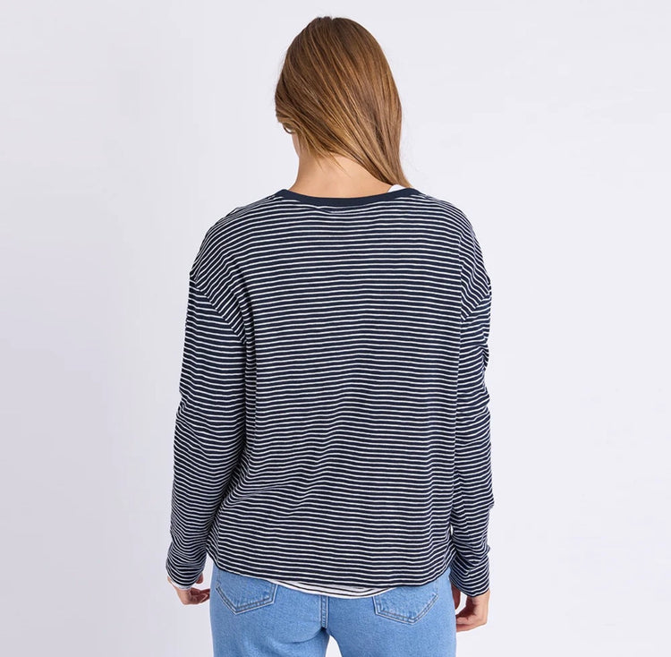 Hutch LS Tee | Navy & White Stripe