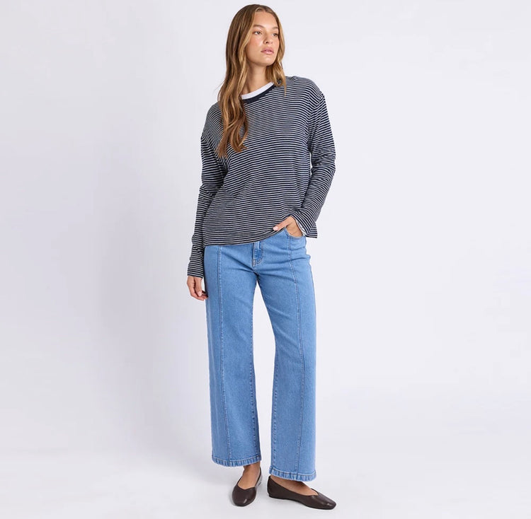 Hutch LS Tee | Navy & White Stripe