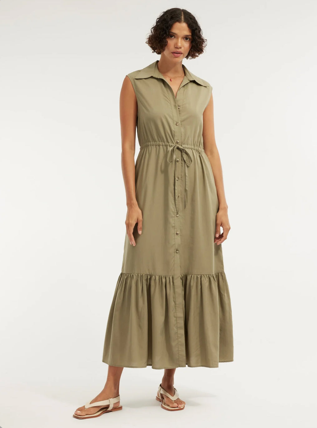 Kate Buttoned Maxi Dress | Olive