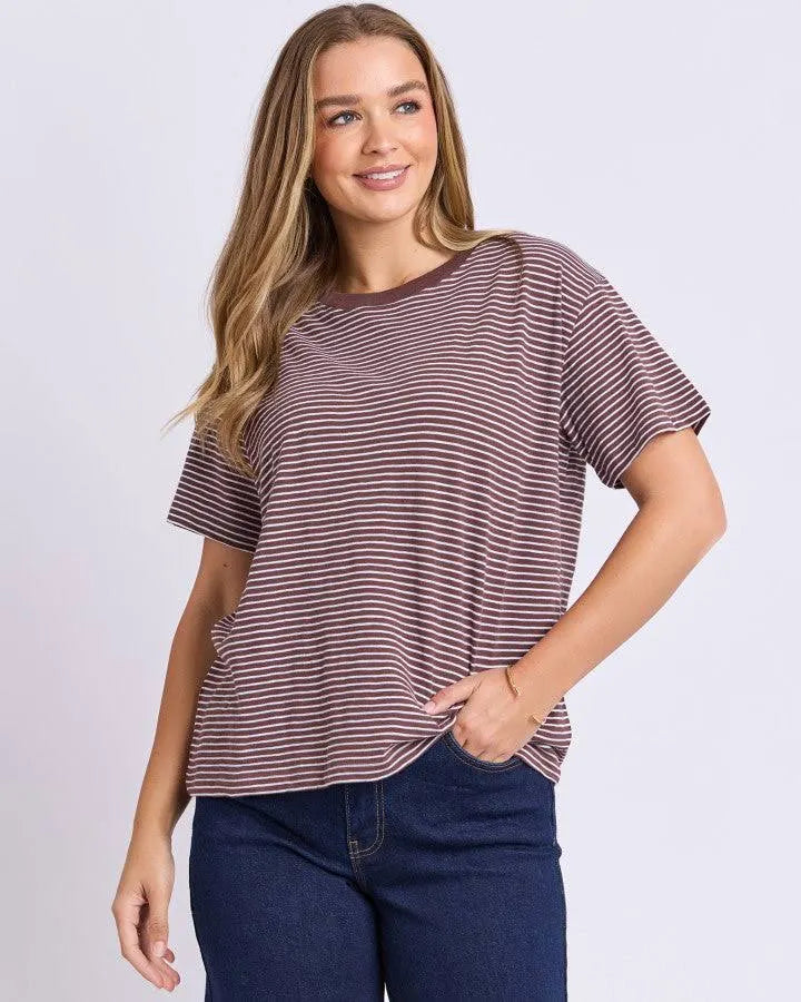 Hutch Stripe Tee | Chocolate & White