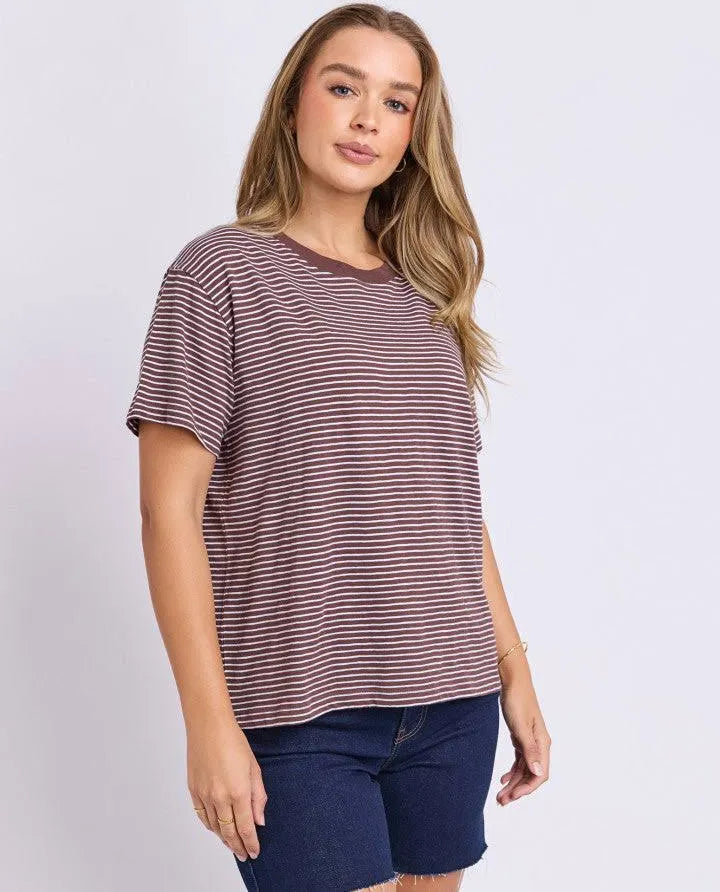 Hutch Stripe Tee | Chocolate & White