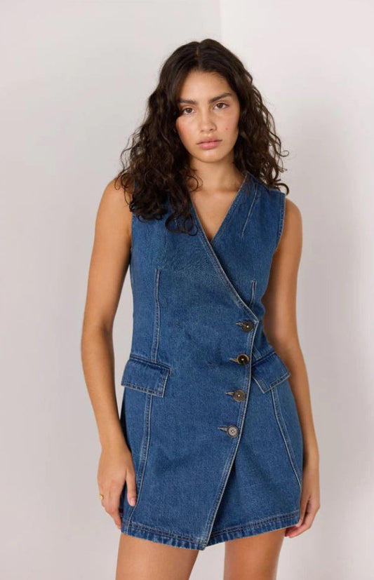 Nora Denim Wrap Mini Dress