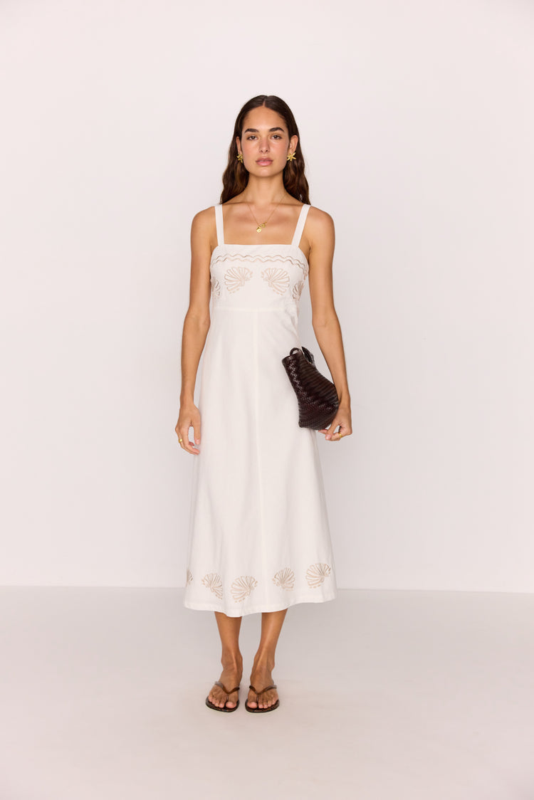 Hera Embroidered Midi Dress