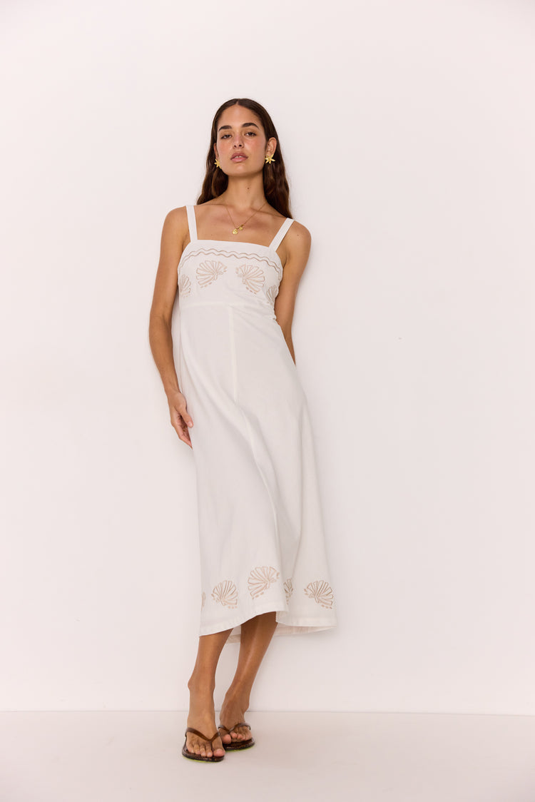 Hera Embroidered Midi Dress