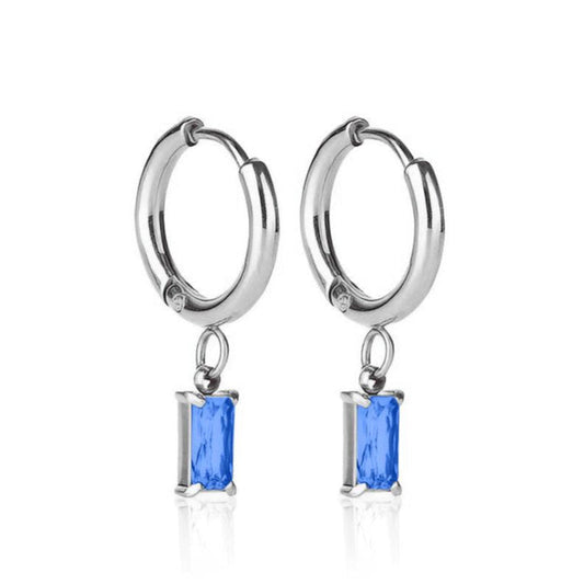 Luxe Silver Drop Earrings | Sapphire