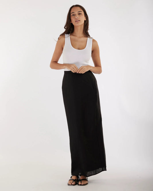 Mabel Linen Skirt | Black