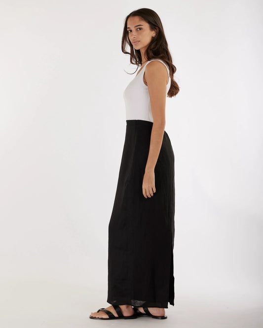 Mabel Linen Skirt | Black