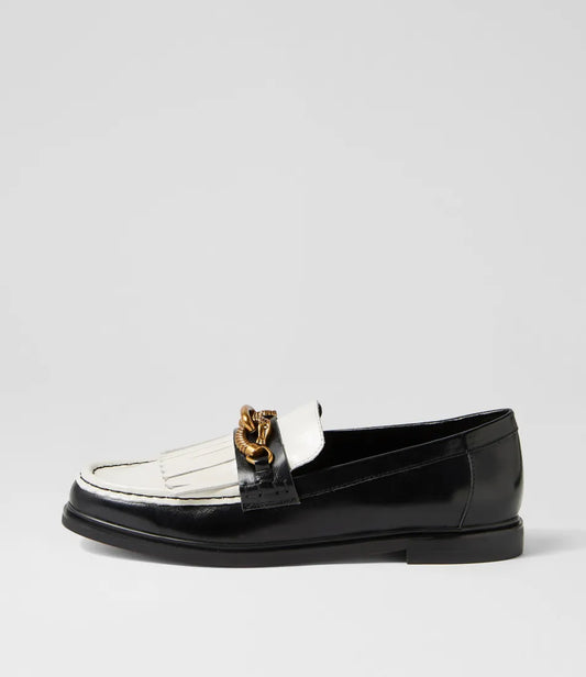 Grin Loafer | Black & White Leather