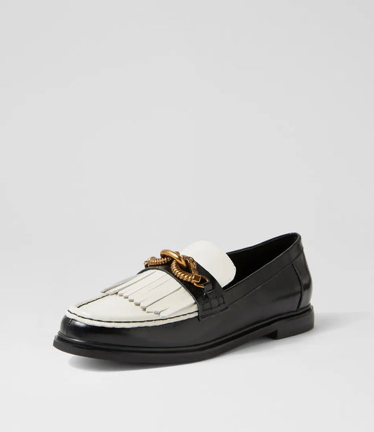 Grin Loafer | Black & White Leather